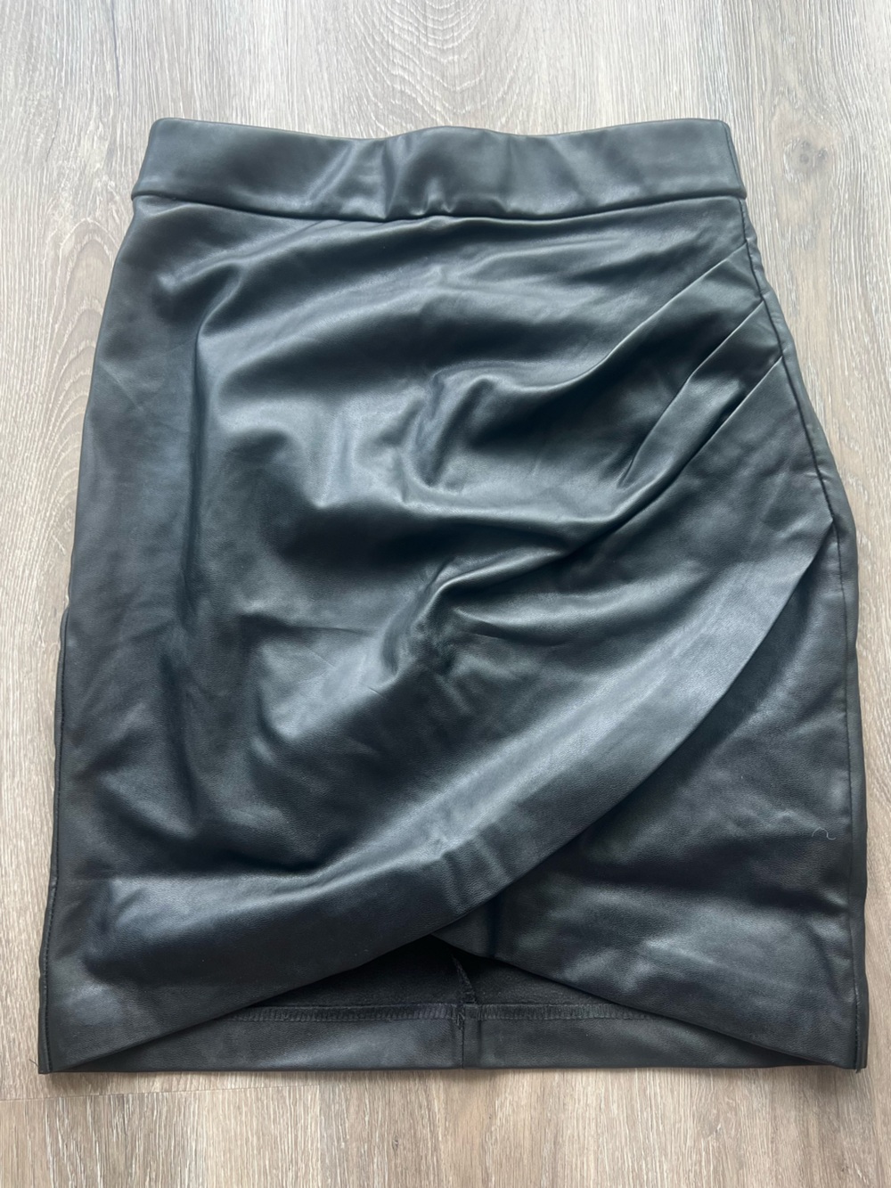 Dynamite Black Faux Leather A-Line Skirt